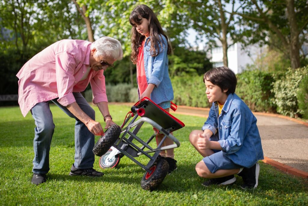 family-fixing-garden-cart